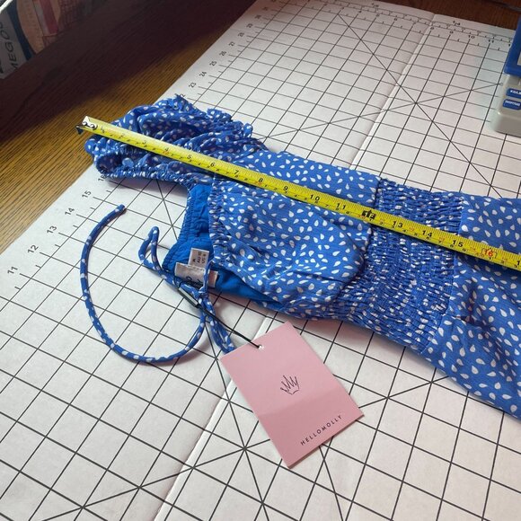 Hello Molly Blue Polka Dot Dress M  US 6 Midi  Cottage Core Coquette Baby Doll - Picture 12 of 15